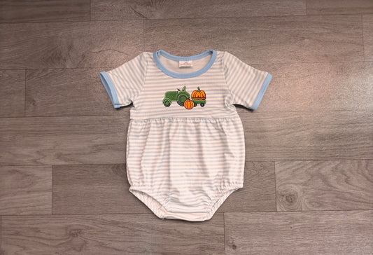preorder Samples SR4286 Tractor Pumpkin Short Sleeve Girls Romper