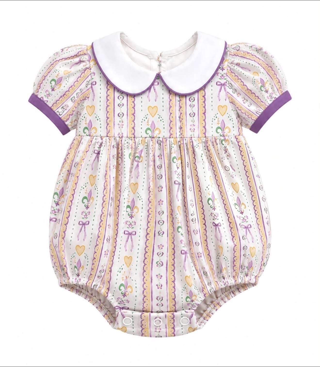 preorder SR4302 Mardi Gras Short Sleeve Girls Romper