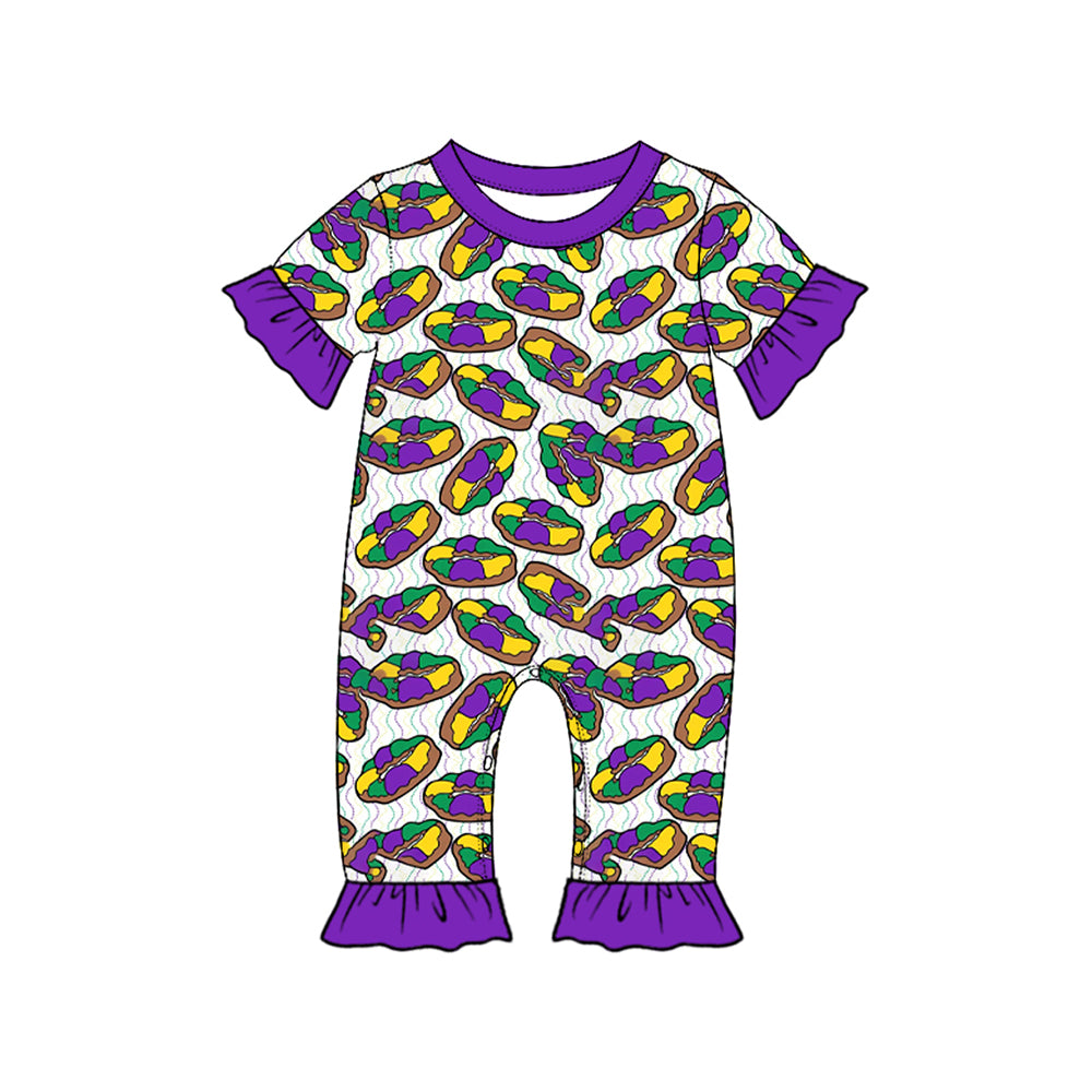 preorder SR4315 Mardi Gras Short Sleeve Girls Romper