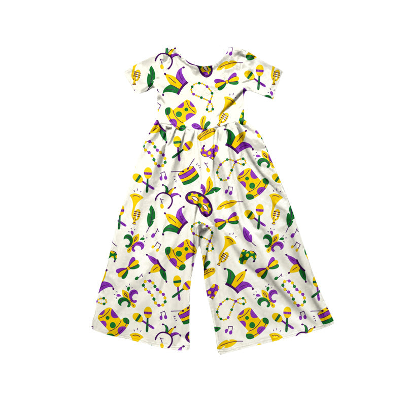 preorder SR4317 Mardi Gras Short Sleeve Girls Jumpsuits