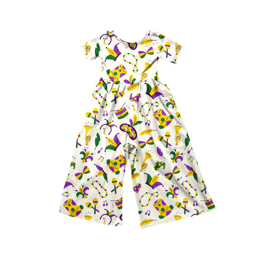 preorder SR4317 Mardi Gras Short Sleeve Girls Jumpsuits