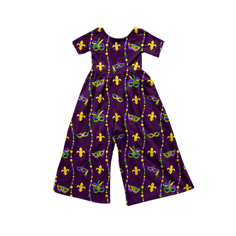 preorder SR4318 Mardi Gras Short Sleeve Girls Jumpsuits