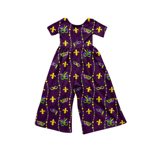 preorder SR4318 Mardi Gras Short Sleeve Girls Jumpsuits