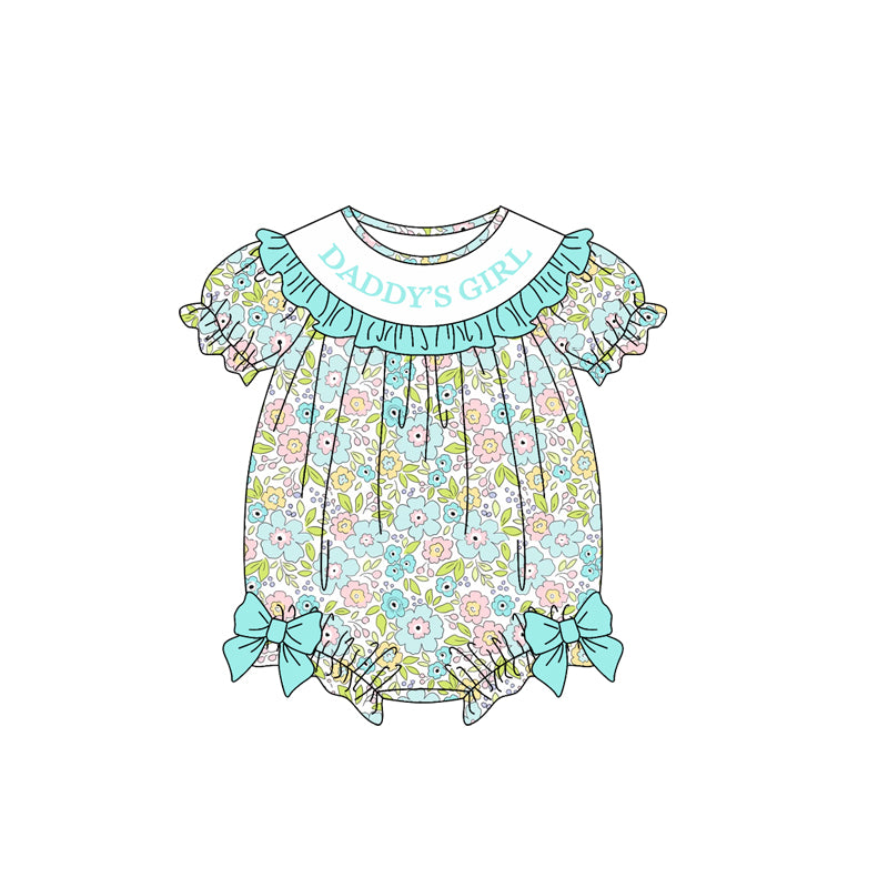 preorder SR4320 Daddy's Girl Flowers Short Sleeve Girls Romper