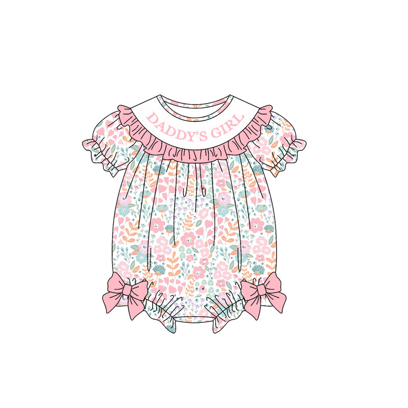 preorder SR4321 Daddy's Girl Flowers Short Sleeve Girls Romper