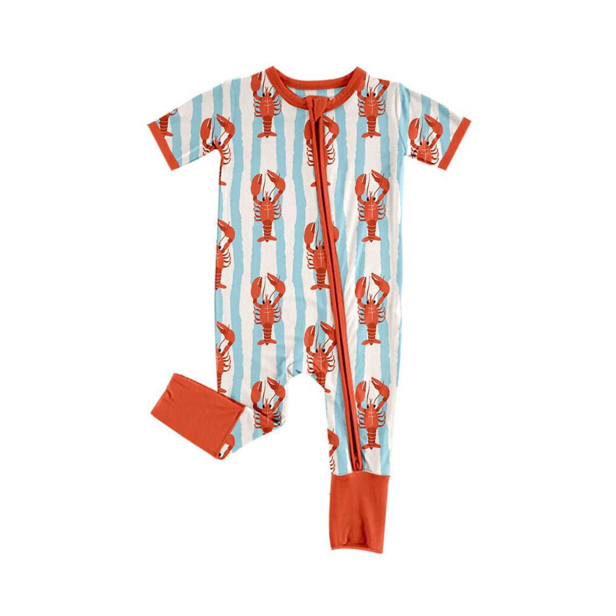 preorder SR4325 Crayfish Blue Striped Zipper Long Sleeve Boys Romper