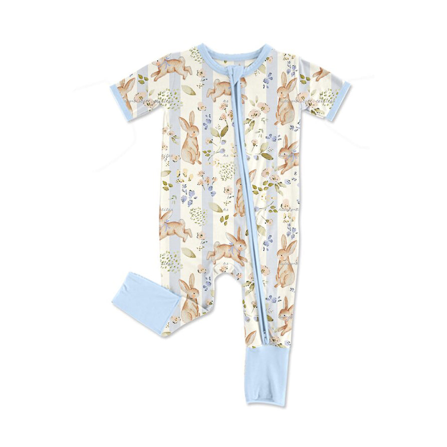 preorder SR4332 Easter Rabbit Zipper Short Sleeve Boys Romper