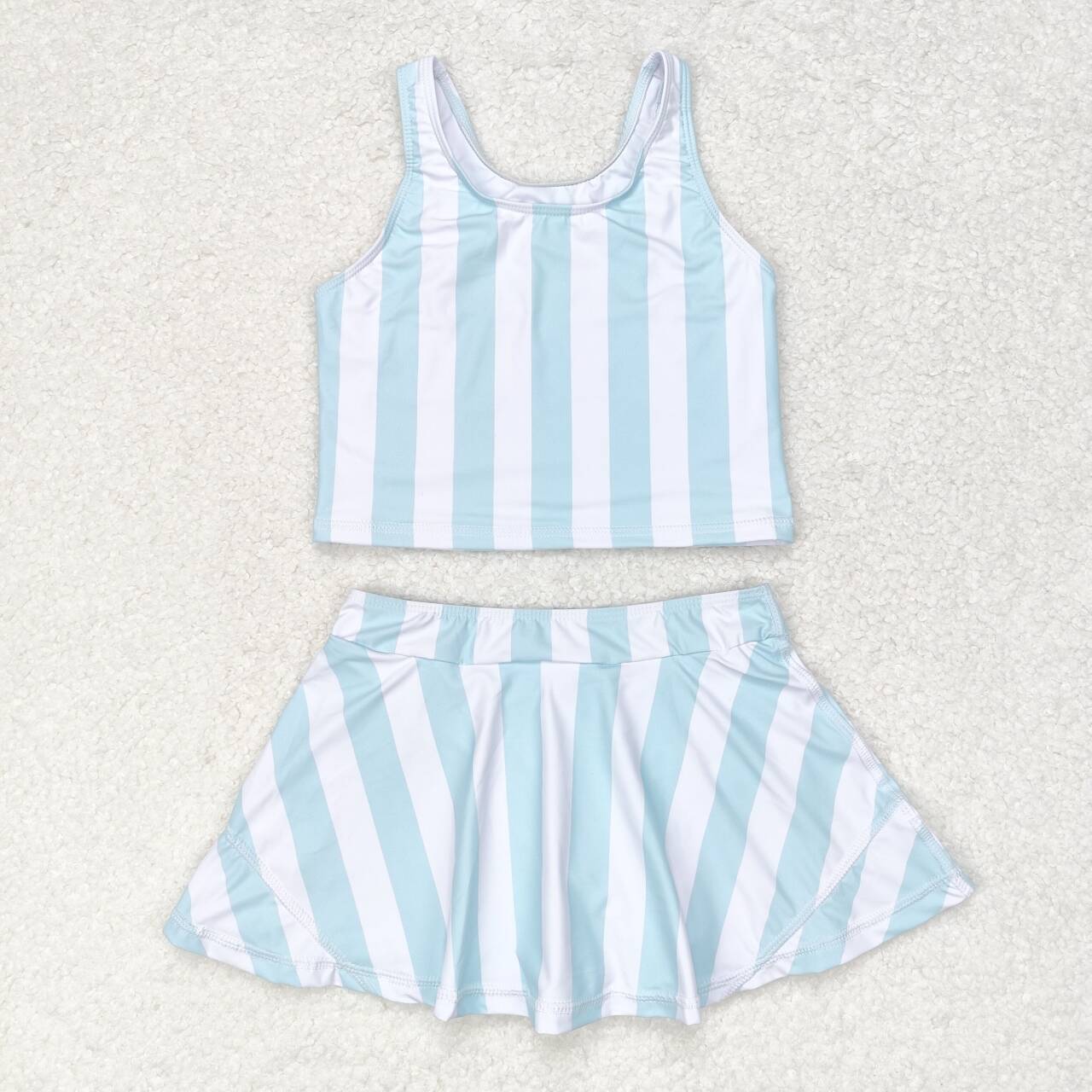 GSD2433 blue striped sleeveless skirt girls set active wear new