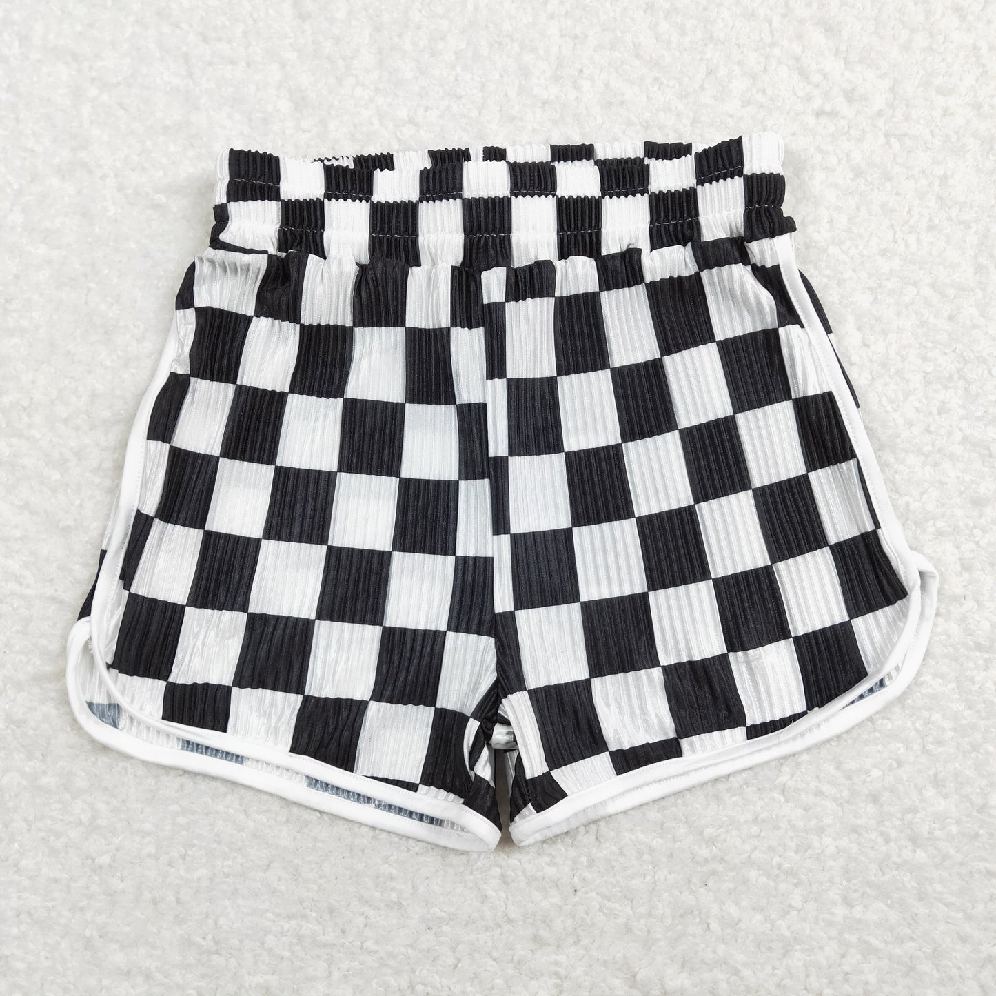 SS0209 Black checkered girls shorts