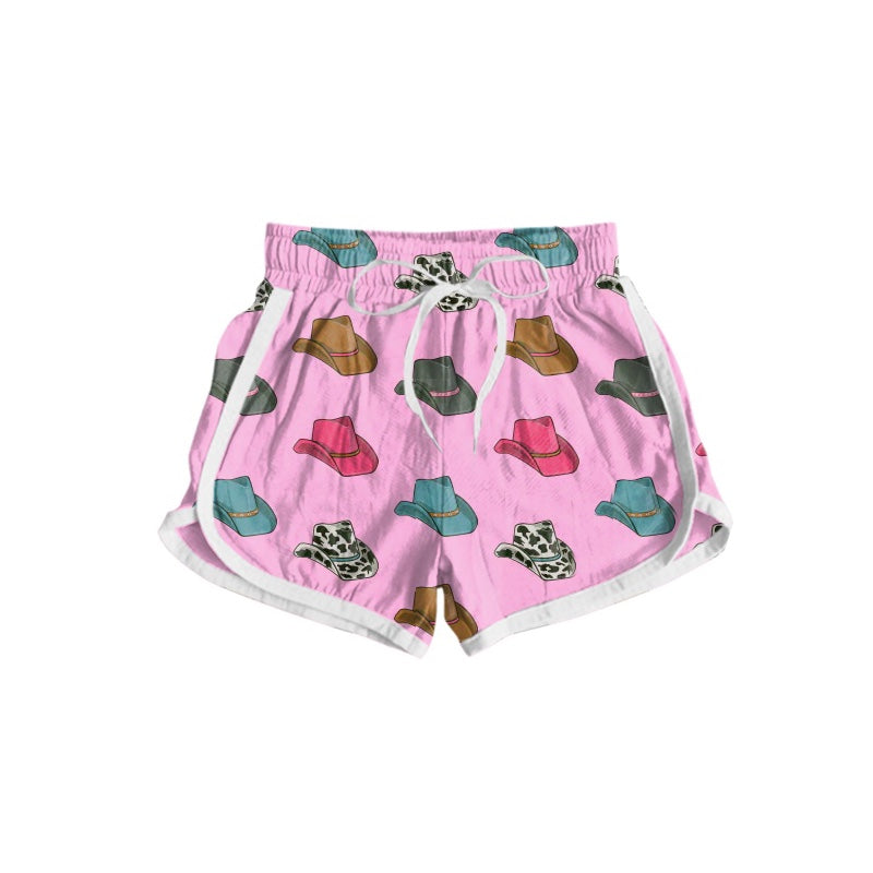 preorder SS0244 Western hat hot pink adult shorts