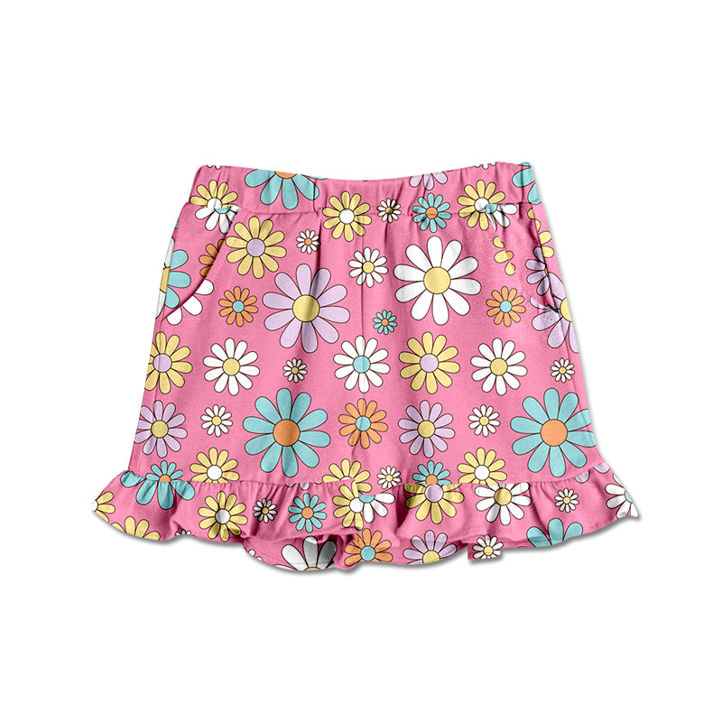 preorder SS0261 multi colorful flowers pink shorts girls shorts