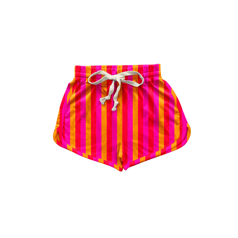 preorder SS0298 hot pink red striped girls shorts