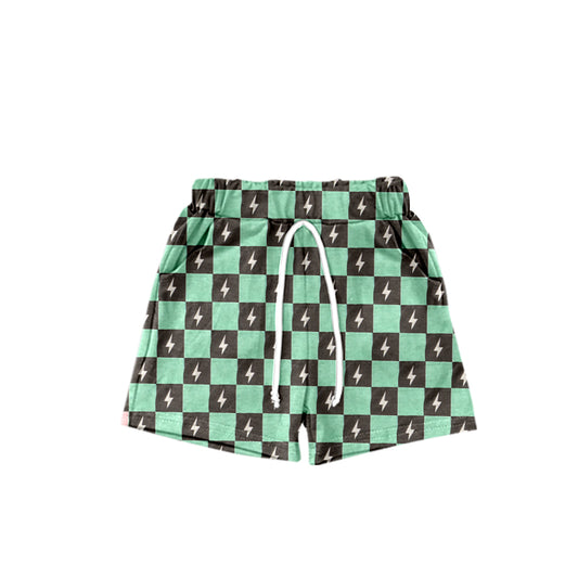 preorder SS0308 flash green checkered boys shorts