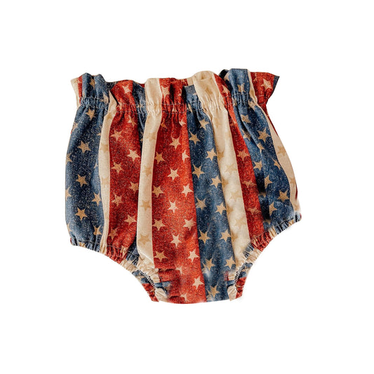 preorder SS0313 July 4th red blue striped star girls bummies shorts