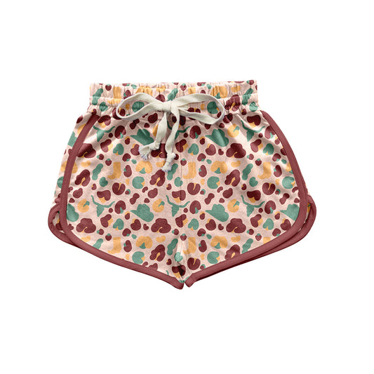 preorder SS0401 Western leopard cow maroon adult women shorts