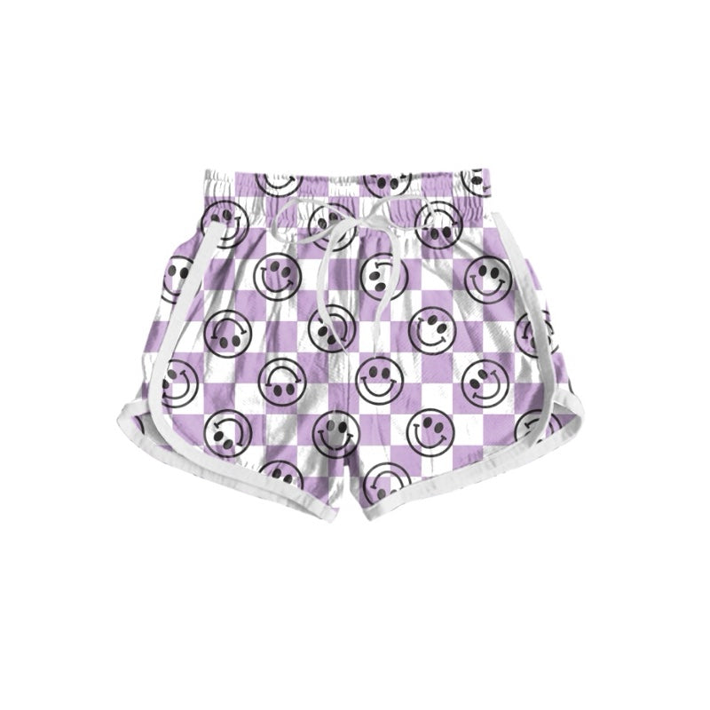 preorder SS0404 smile purple checkered adult women shorts