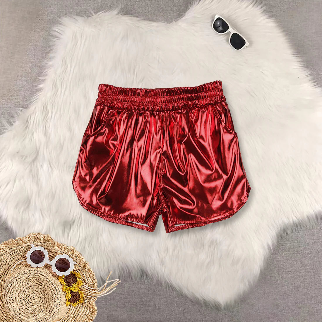 yoga red sleeveelss top red leather shorts girls set GT0981+SS0415