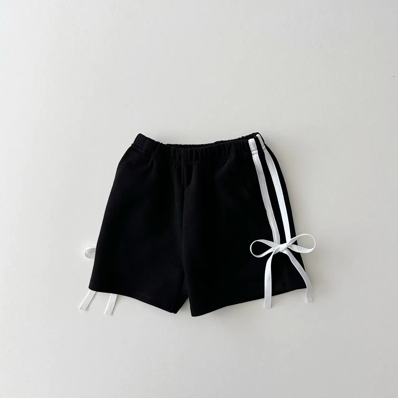 preorder SS0427 black girls shorts white white bows