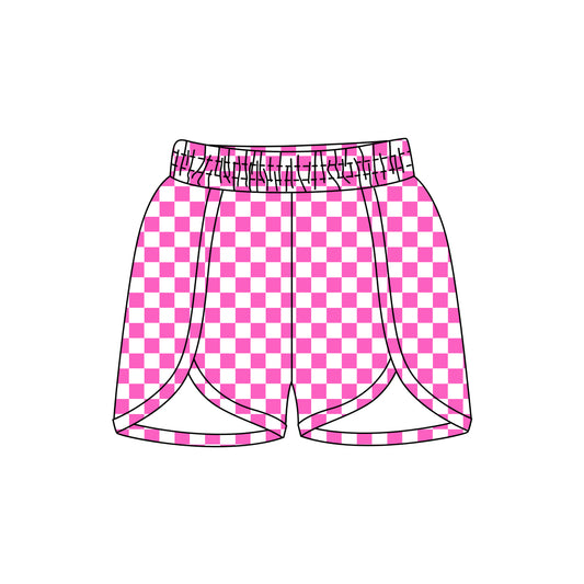 preorder SS0430 Hot Pink Checkered adult women shorts