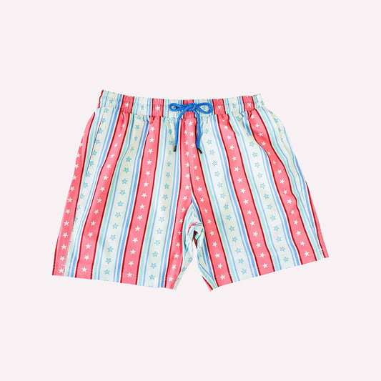 preorder SS0437 July 4th Star Red Blue Striped Boys Shorts