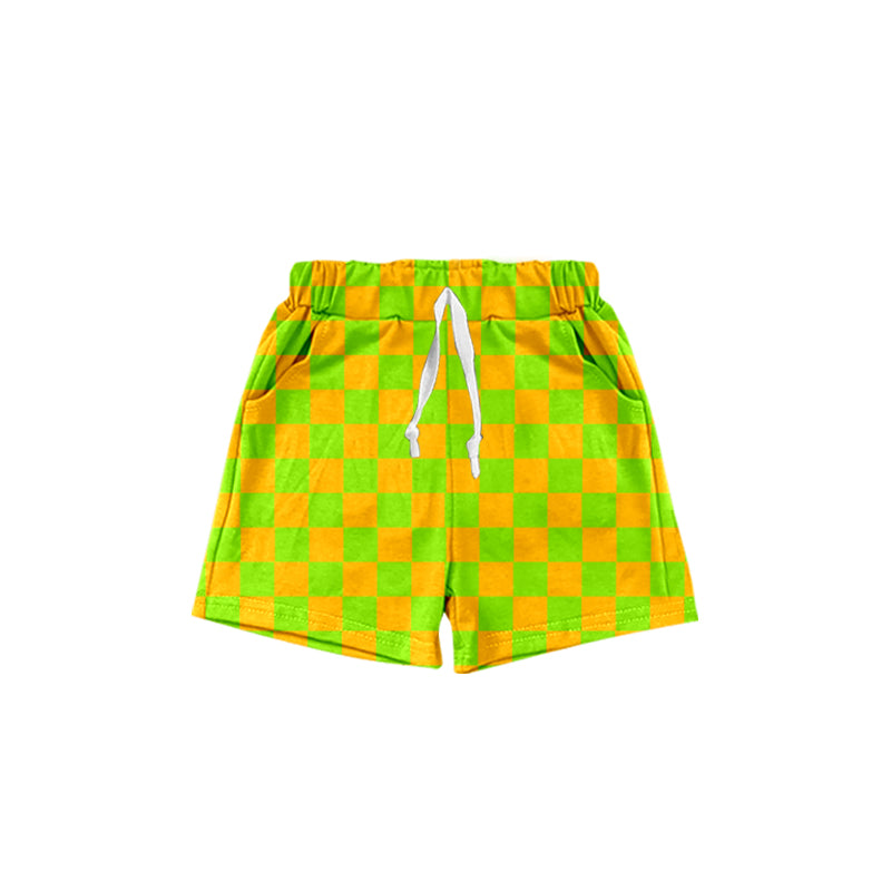 preorder SS0441 Green Orange Checkered Girls Shorts