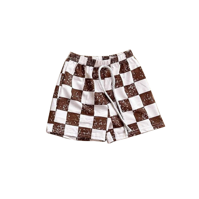 preorder SS0514 Western brown checkered boys shorts