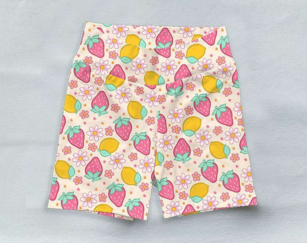 preorder SS0533 strawberry flowers leomon pink girls shorts