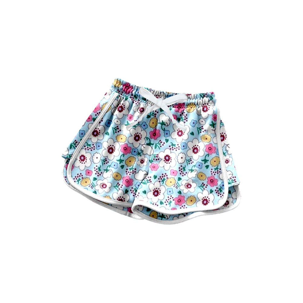 preorder SS0601 cute colorful flowers blue girls shorts milk silk