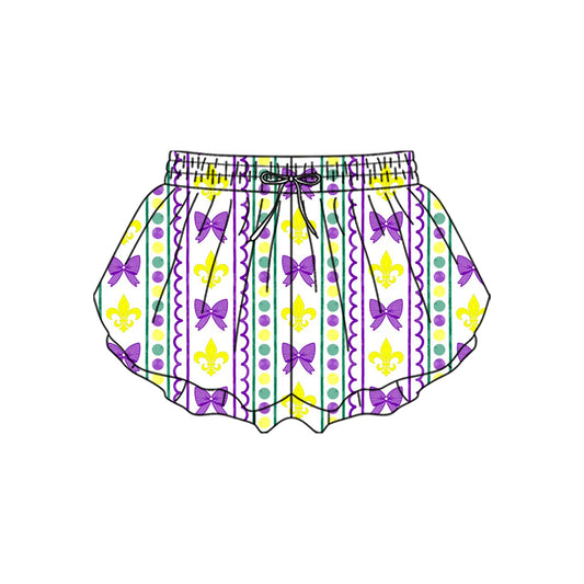 preorder SS0700 yoga Mardi Gras bows girls shorts