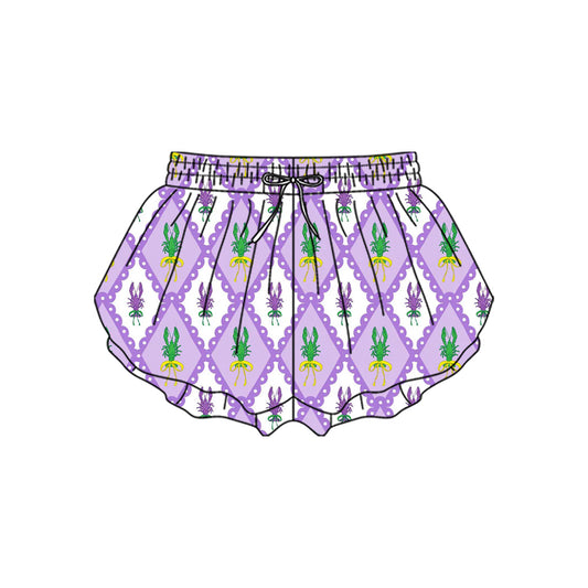 preorder SS0703 yoga Mardi Gras crayfish purple girls shorts