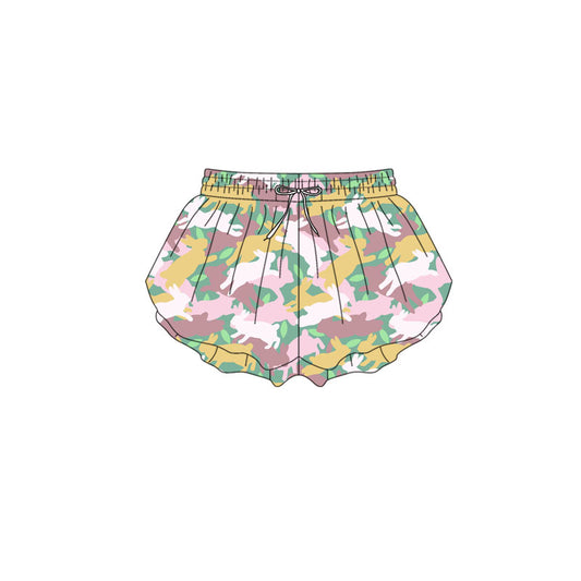 preorder SS0758 Yoga Easter Rabbit Bunny Camo Girls Shorts