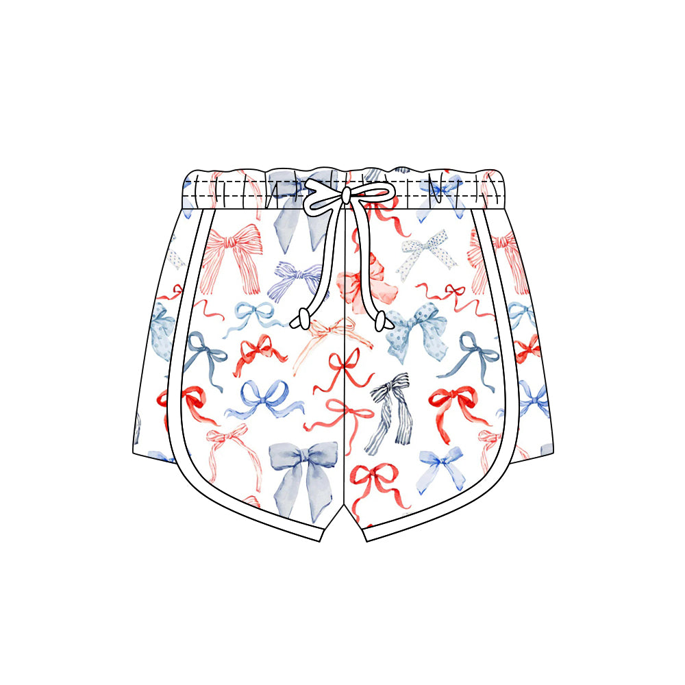 preorder SS0777 July 4th Red Blue Bows Girls Shorts