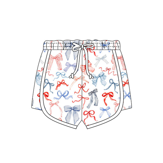 preorder SS0777 July 4th Red Blue Bows Girls Shorts