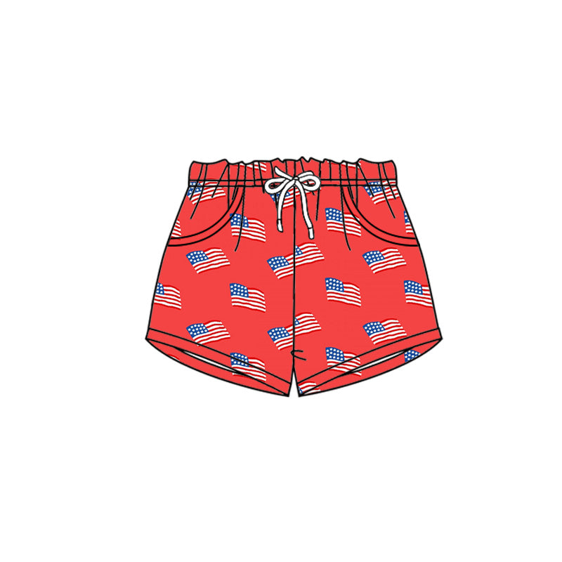preorder SS0832 July 4th Flag Red Boys Shorts
