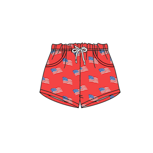 preorder SS0832 July 4th Flag Red Boys Shorts