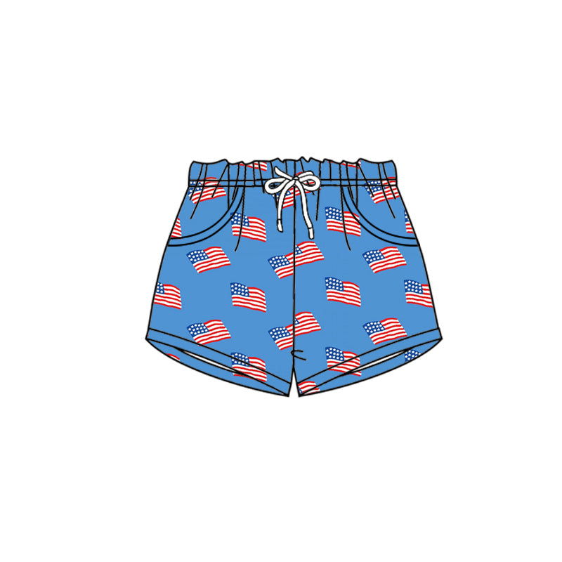 preorder SS0833 July 4th Flag Blue Boys Shorts
