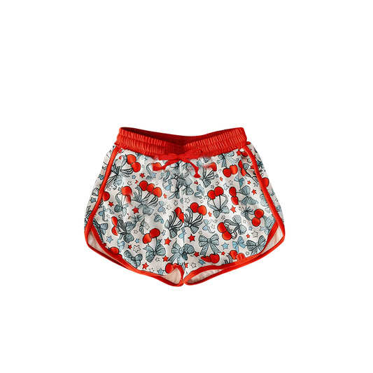 preorder SS0869 Cherry Bows Red Striped Girls Shorts