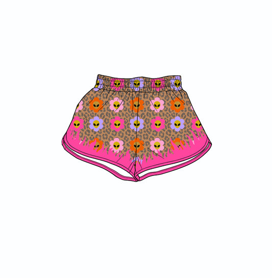 preorder SS0941 Yoga Leopard Flowers Girls Shorts