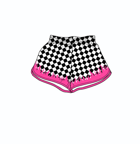 preorder SS0942 Yoga Black Checkered Girls Shorts