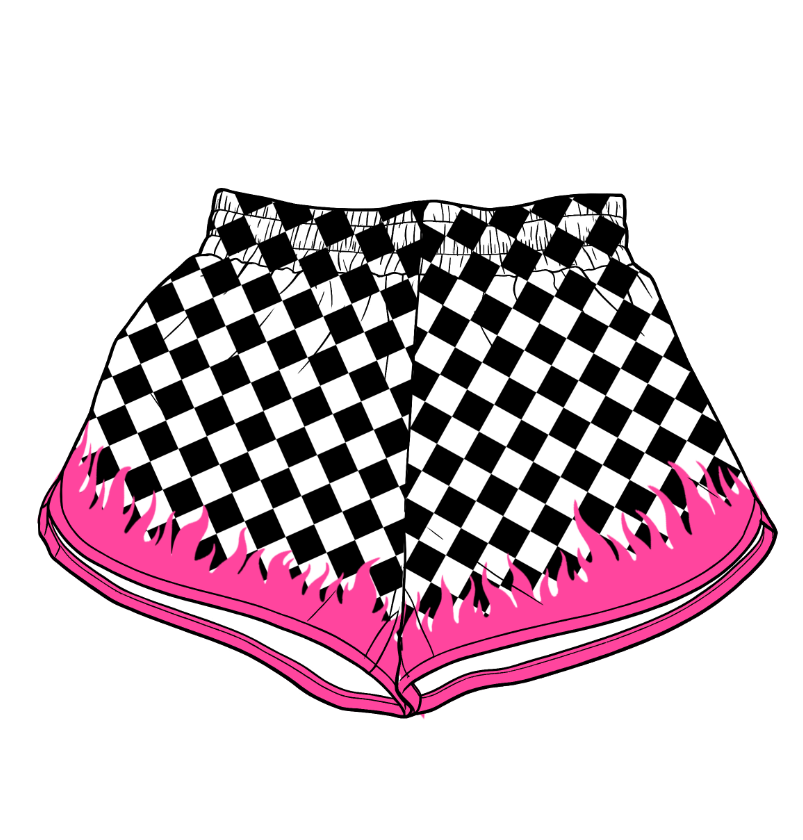 preorder SS0946 Yoga Black Checkered Adult Women Shorts