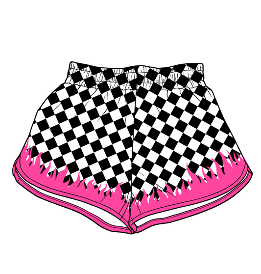 preorder SS0946 Yoga Black Checkered Adult Women Shorts