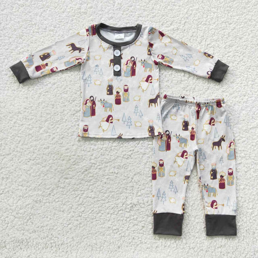 BLP0235 Christmas Grey Long Sleeve Pants Boys Pajamas