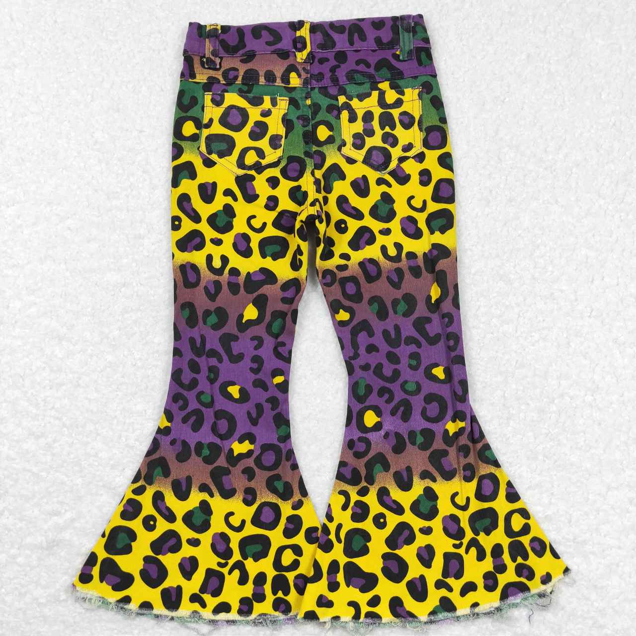 P0314 Mardi Gras leopard denim pants girls pants