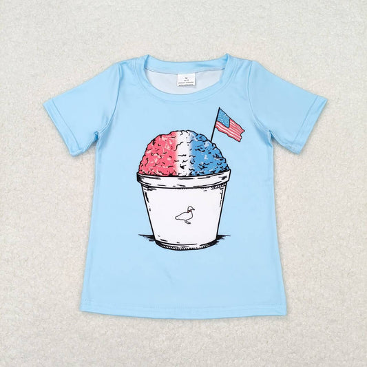 BT0648 July 4th duck ice blue short sleeve boys top