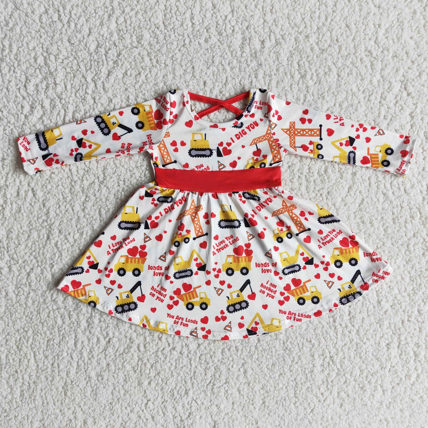 Valentine Truck Print Girls Dress