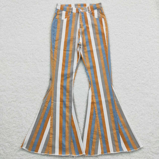 P0153 Orange & Grey Striped Adult Denim Jeans