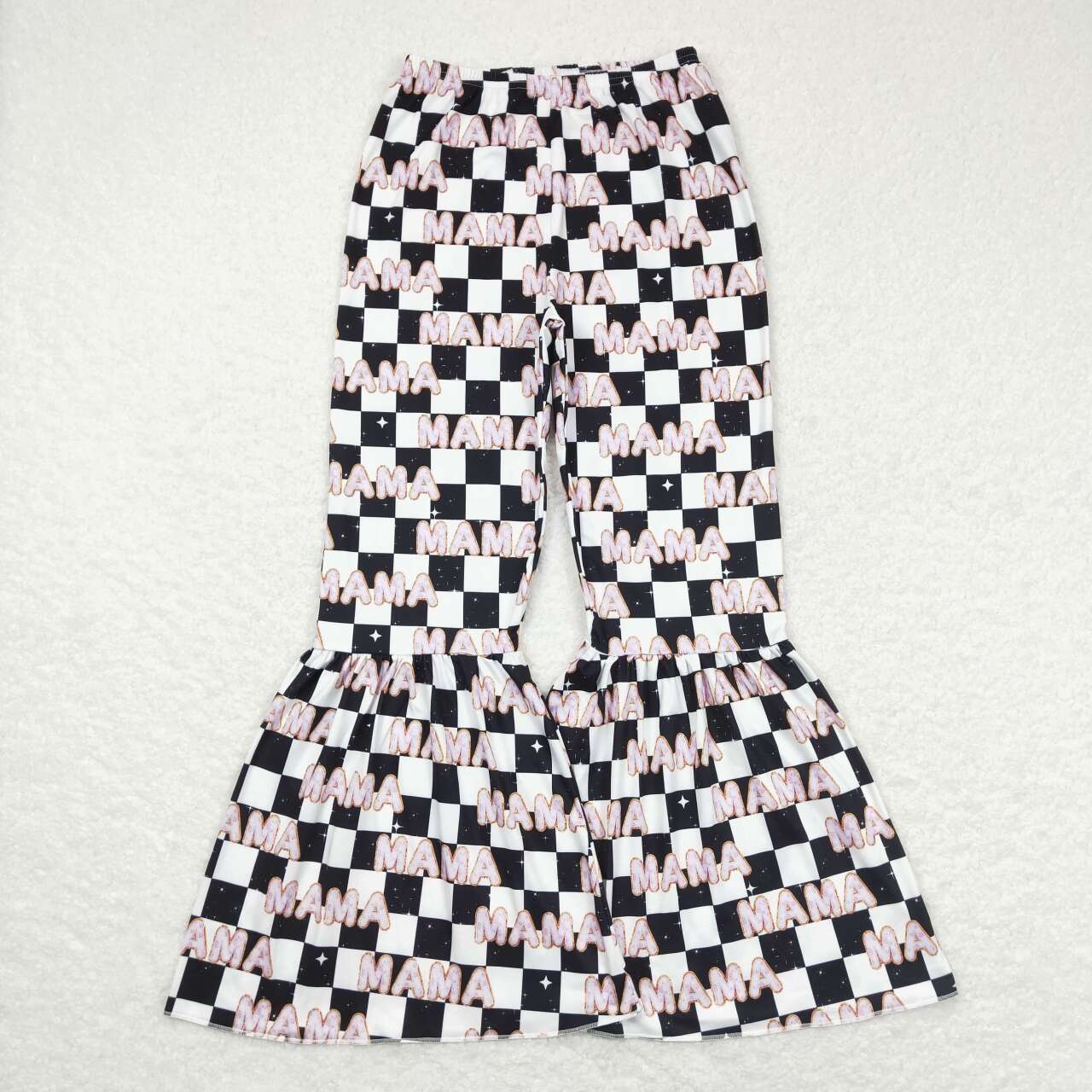 P0346 Mini black checkered milk silk adult pants