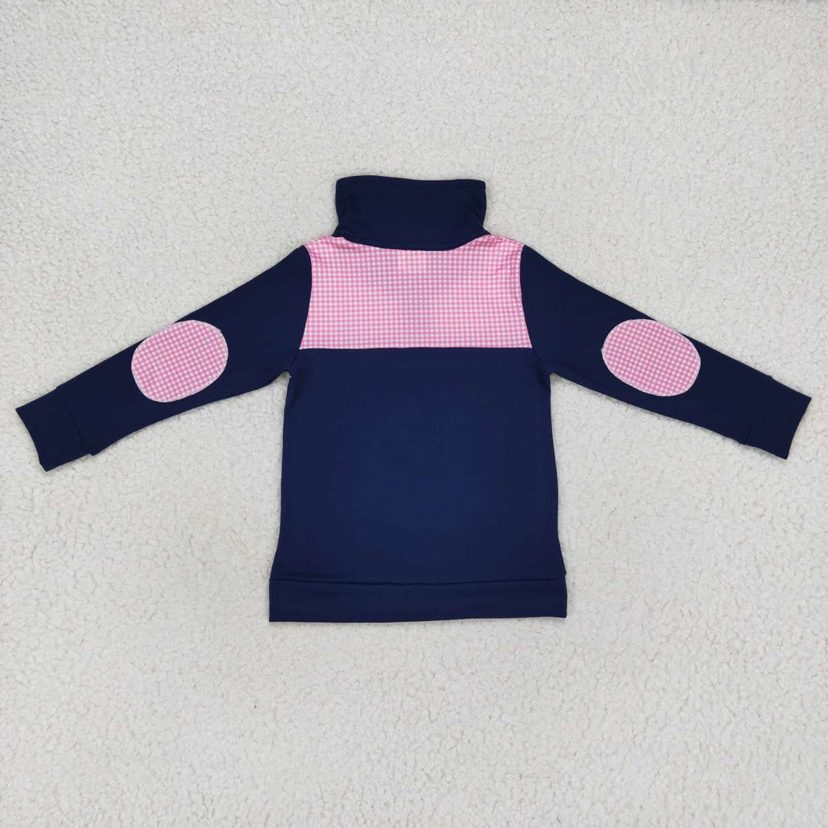 BT0290 Pink plaid navy long sleeve kids top
