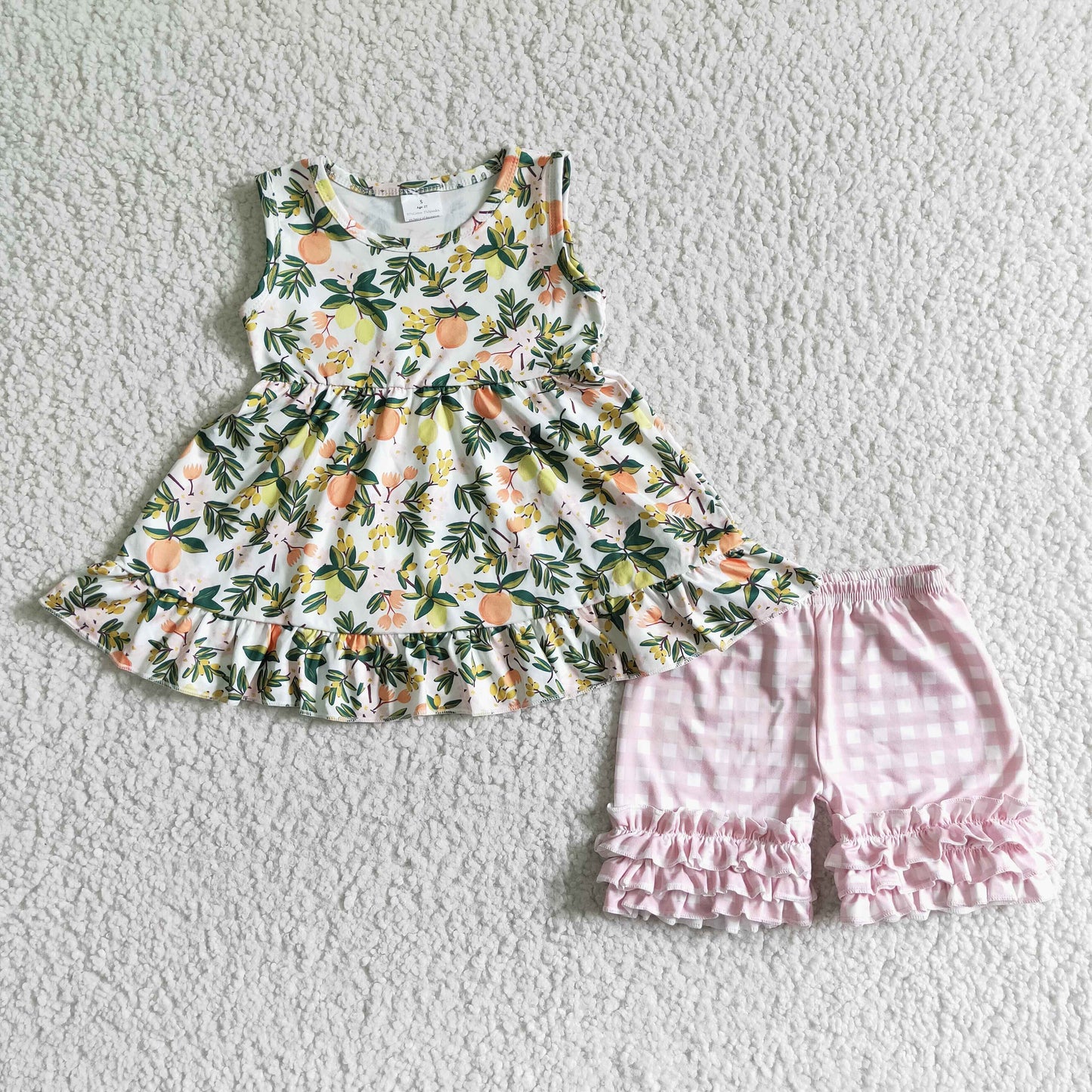 GSSO0076 Peach Print Summer Girls Set