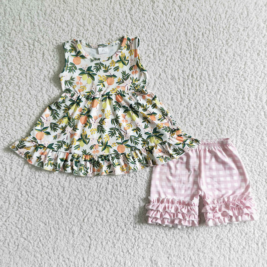 GSSO0076 Peach Print Summer Girls Set